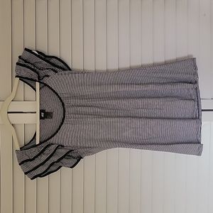 Striped flutter sleeve shirt